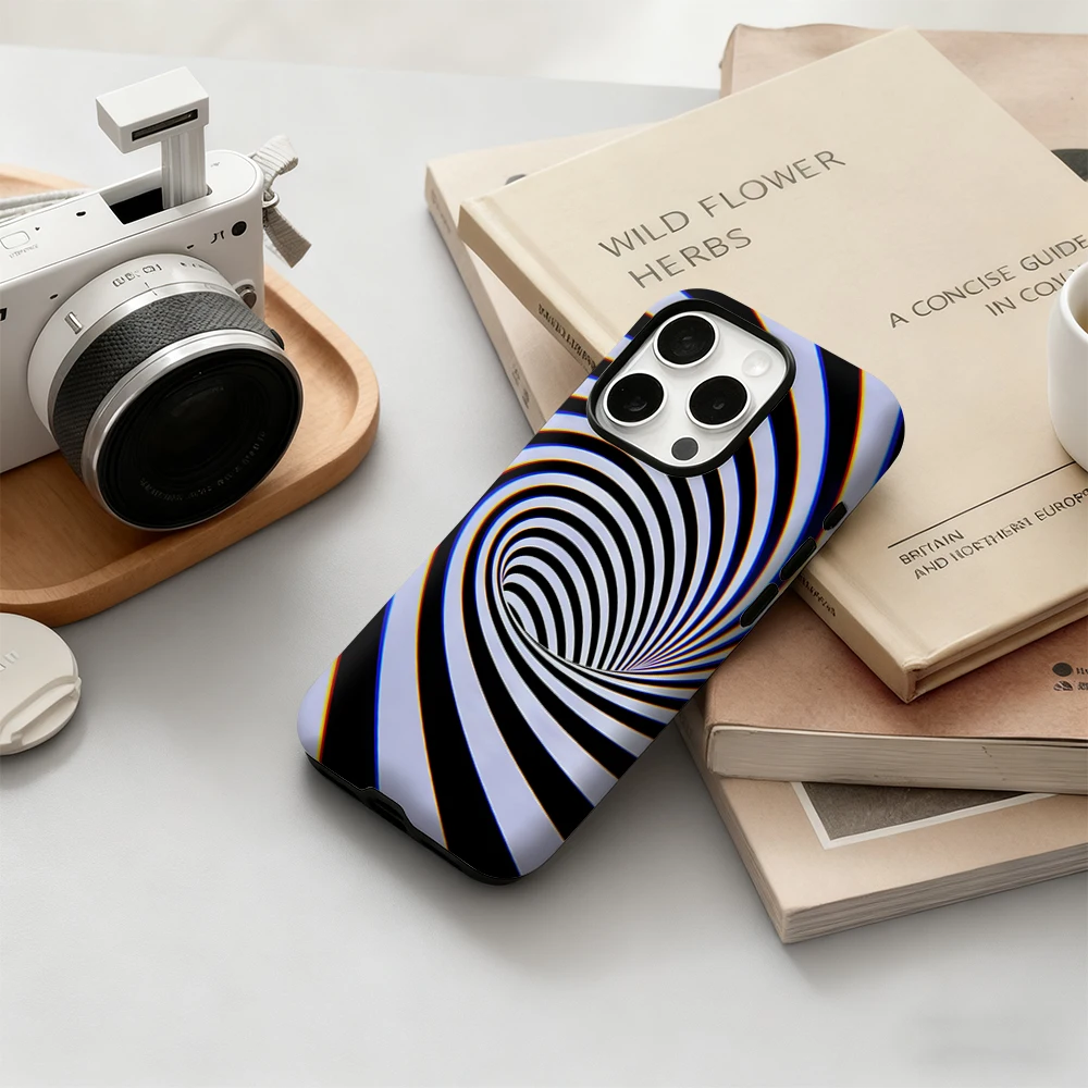 حافظة لهاتف آيفون 17 دوامية بصرية يجب اقتناؤها لهاتف آيفون 17 16 15 14 13 12 Pro Max Plus غطاء خلفي مزدوج الطبقة INS