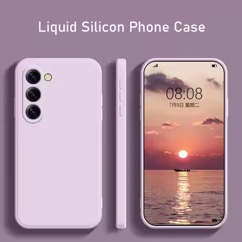 Official Silicon Phone Case For Samsung Galaxy S24 S23 S22 S21 S20 Ultra FE Plus A14 A54 A34 A05 A15 Shockproof Back Cover Funda