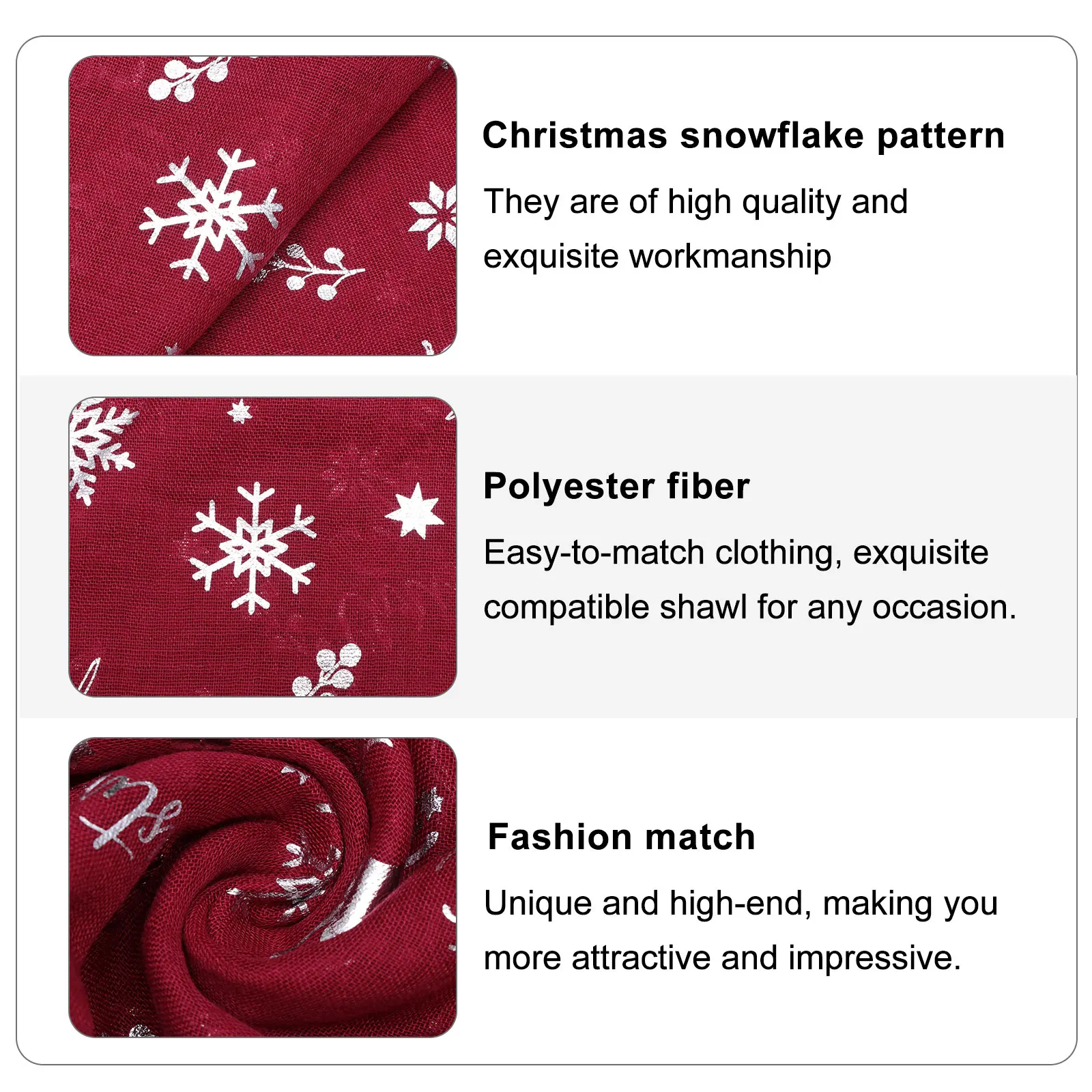 

Christmas Neckerchief Snowflake Printed Scarf Holiday for Women Novelty Scarves