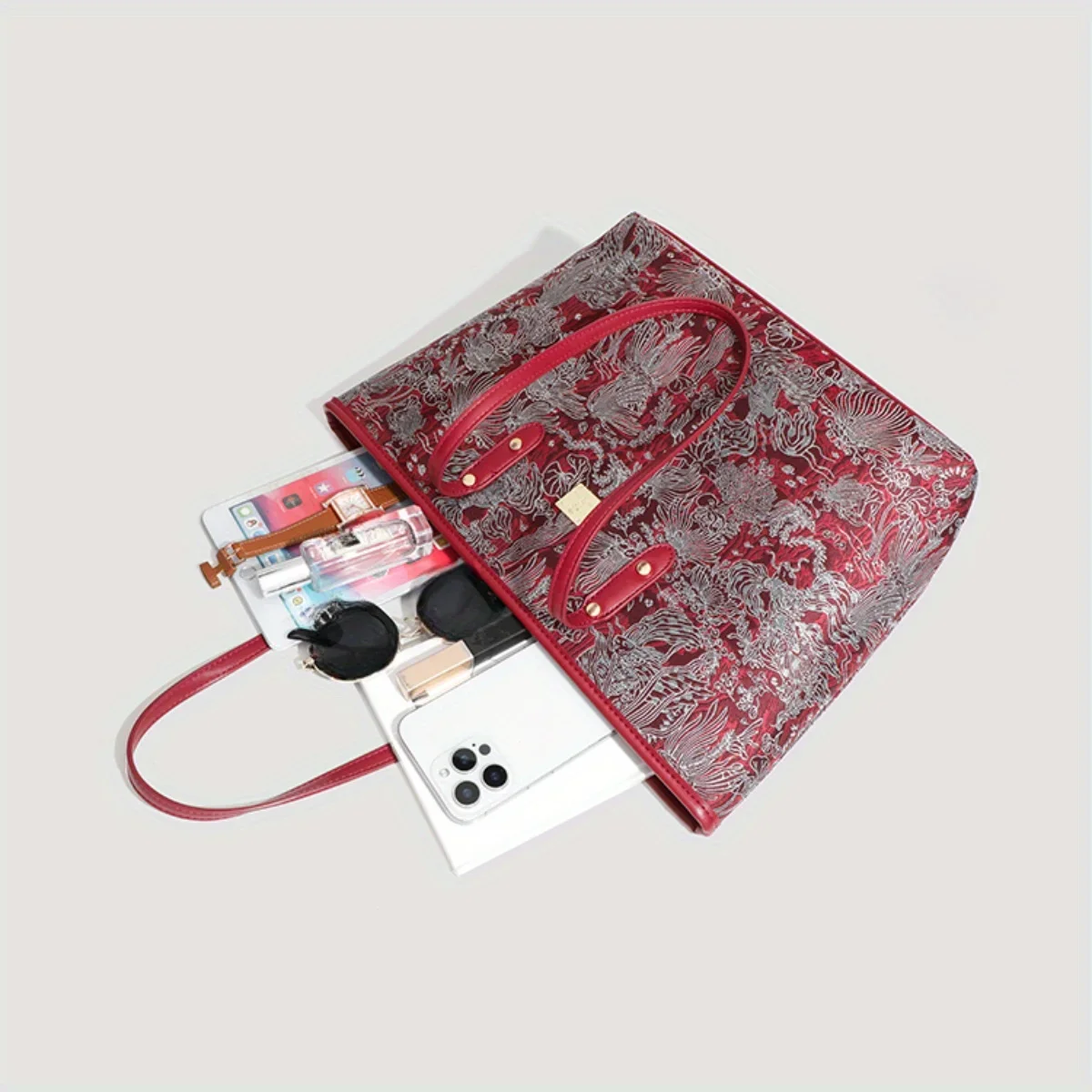 JIOMAY 2025 المرأة قسط حقيبة تسوق مطرزة جديد عصري العرقية نمط حقيبة يد سعة كبيرة حقيبة المدرب حقيبة كتف المرأة