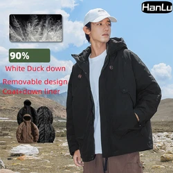 Abrigo grueso de 90 plumón desmontable para hombre, chaqueta con capucha, 3 en 1, para exteriores, Invierno