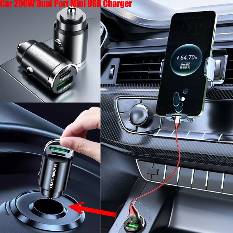 

100W Car Charger Lighter PD Fast Charging Any Mobile Phone For Mitsubishi Outlander ASX Lancer Pajero L200 EVO Car Accessories