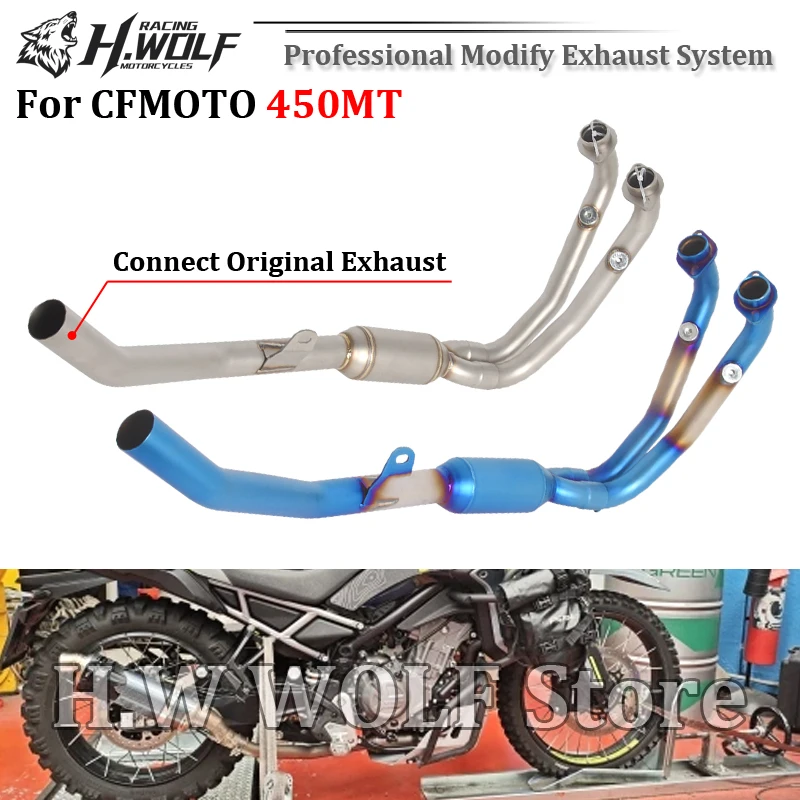 Slip On For CFMOTO 450MT MT450 2024 2025 2026 Motorcycle Exhaust Modify Header Link Pipe Connect Original Muffler Escape Moto