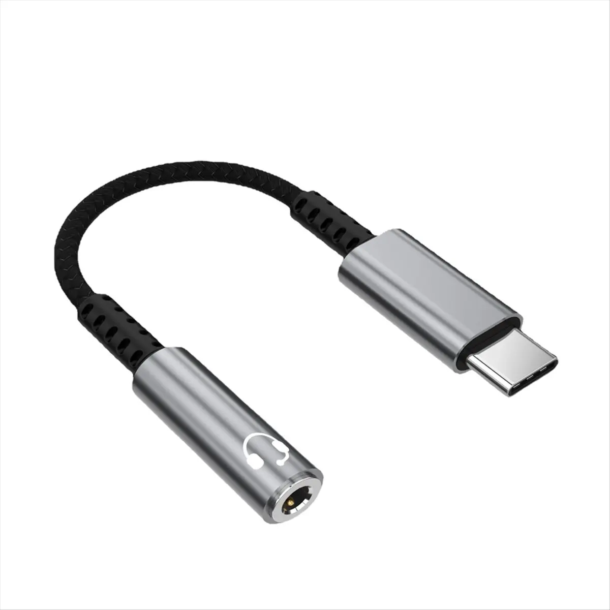 

AABFK USB Type C на разъем для наушников 3,5 мм, цифровой аудиоадаптер, конвертер USB C на 3,5 мм, дополнительный кабель для наушников, серый