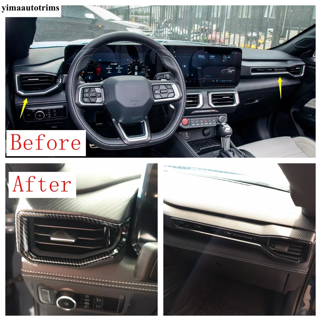 

Central Control Panel AC Air Conditioning Vent Outlet Cover Trim For Ford Mustang 2024 2025 Carbon Fiber Accessories Interior