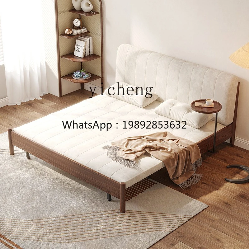 FF  furniture solid wood folding sofa bed dual-purpose living room multi-functional technology cloth sofa small apartment