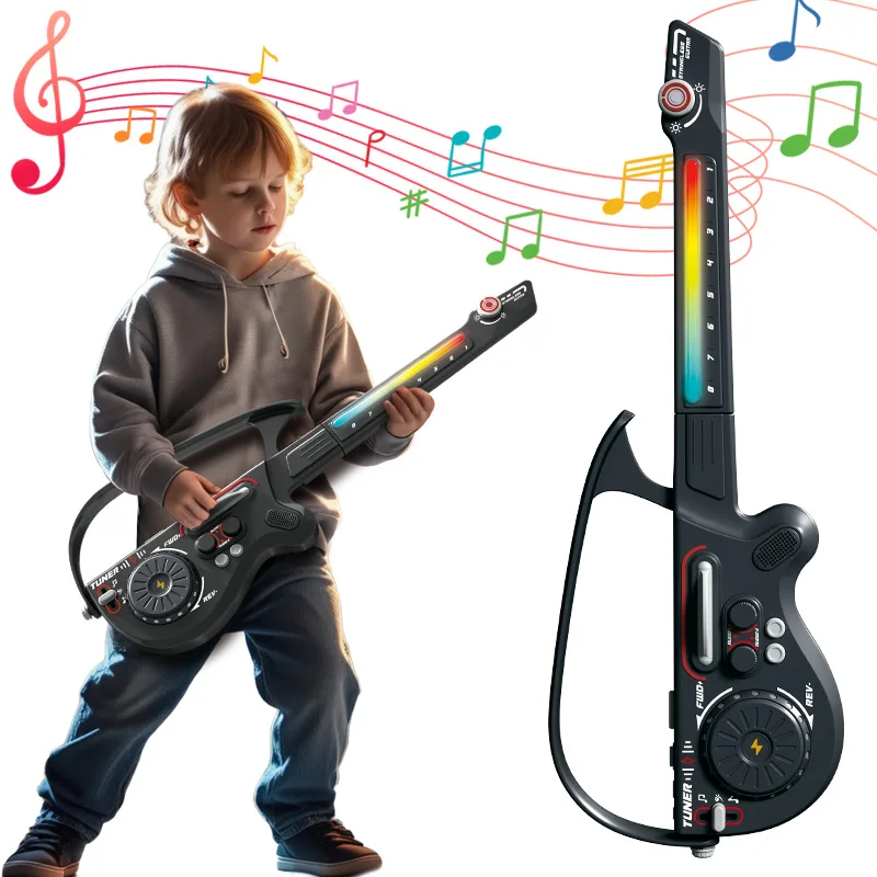 Giocattoli per bambini Strumento musicale 2 in 1 Chitarra elettrica senza corde Controller elettronico di miscelazione DJ Regali di Natale di compleanno per bambini