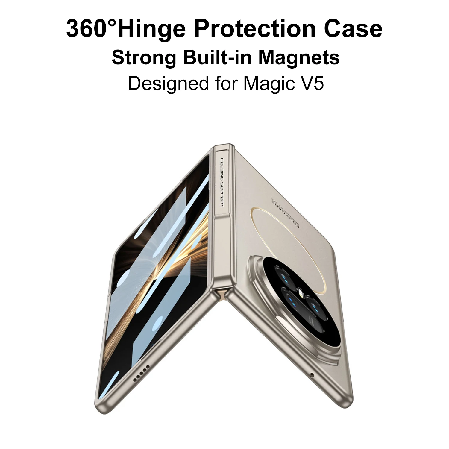Magnetic Hinge Armor Holder Case for Honor Magic V5 Front Screen Glass All-included Plastic Matte Cover for Honor Magic V5 Case