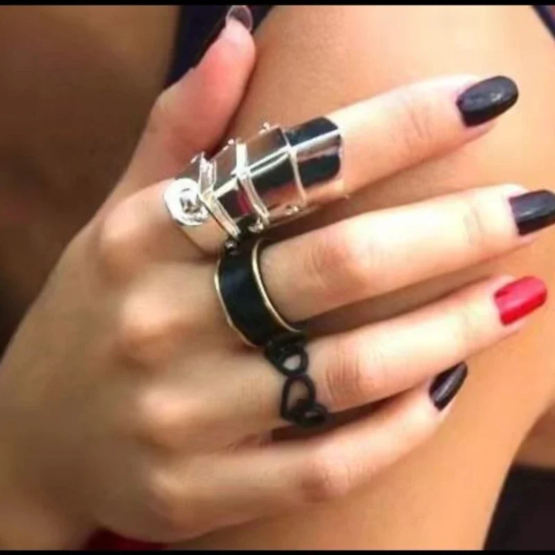 Oosaki نانا أنيمي خواتم تأثيري الشرير القوطية النساء الرجال المشتركة درع المفصل المعادن متعدد الطبقات خواتم الاصبع مجوهرات هدية اكسسوارات #2