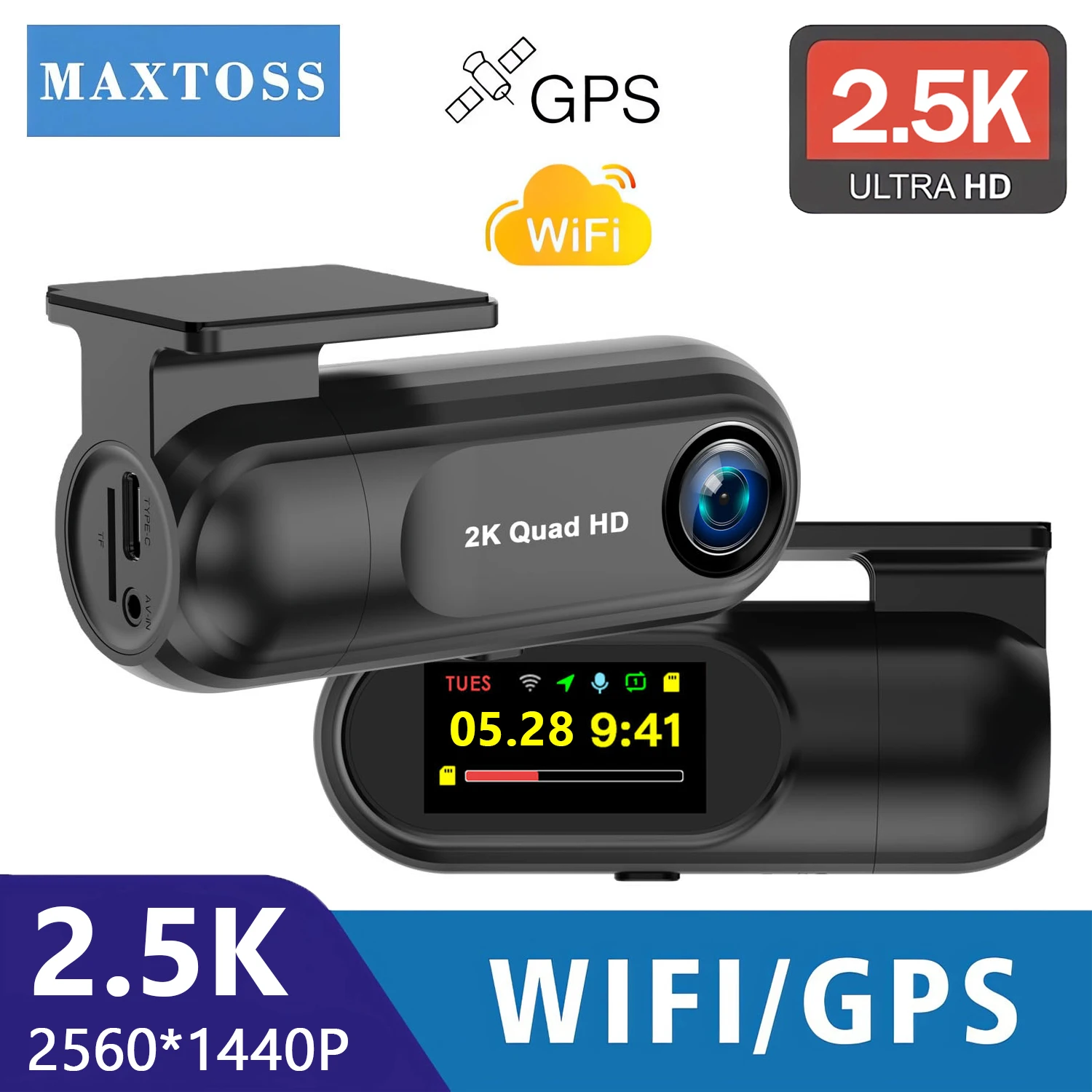Mini 2K Dash Cam WiFi Car DVR Camera Dashcam Support GPS Loop Recording Night Vision G-Sensor Parking Monitor Driving Recorder