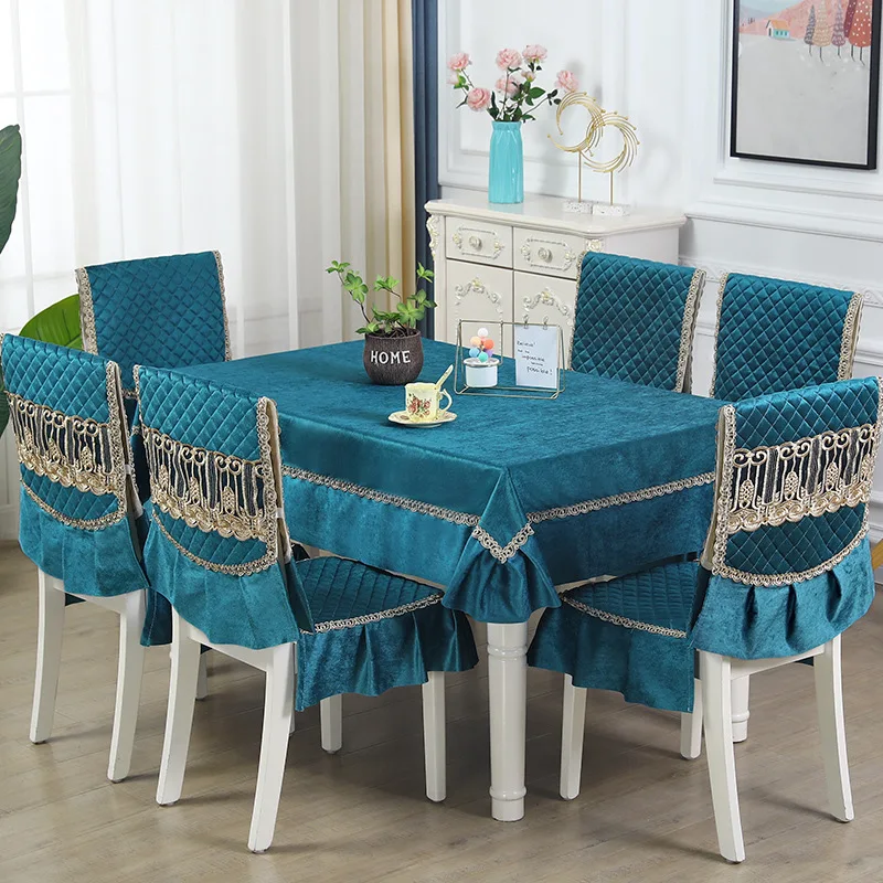 Light Luxury Style Pure Color Home Dining Chair Cushion Set Simple Tea Table Tablecloth Four Seasons Universal Non-slip Seat Pad