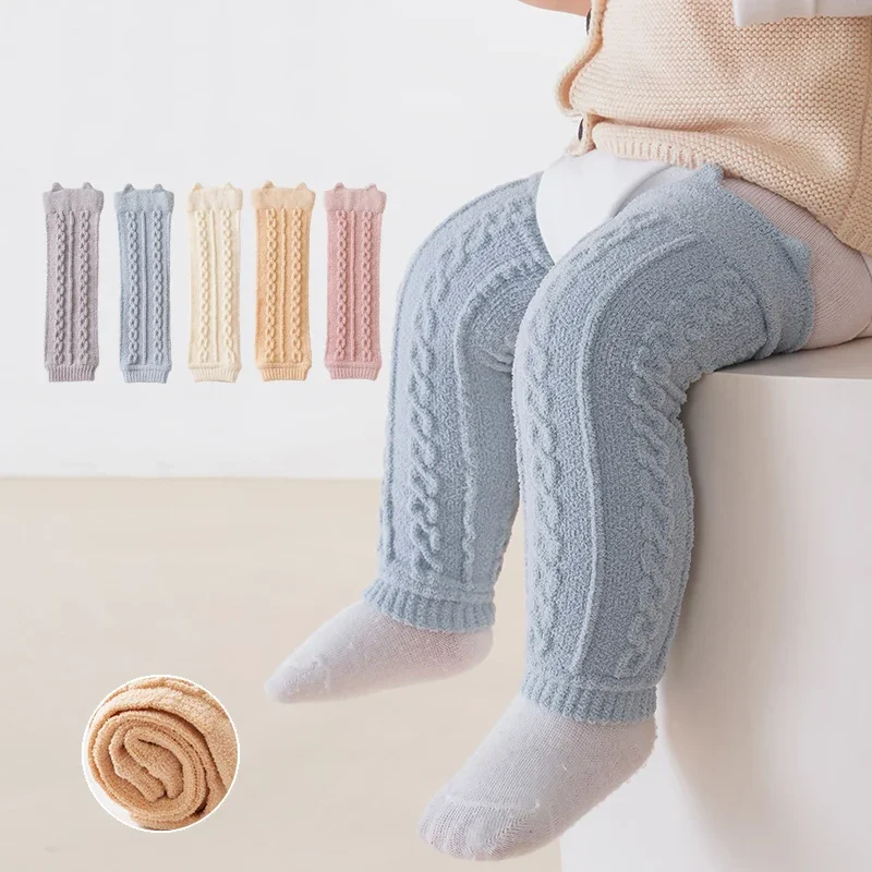 3/5 Pairs Baby Leg Warmers Winter Thick Crawling Knee Pads Thermal Toddler Knee Protection Leg Warmers for Newborn Boys Girls