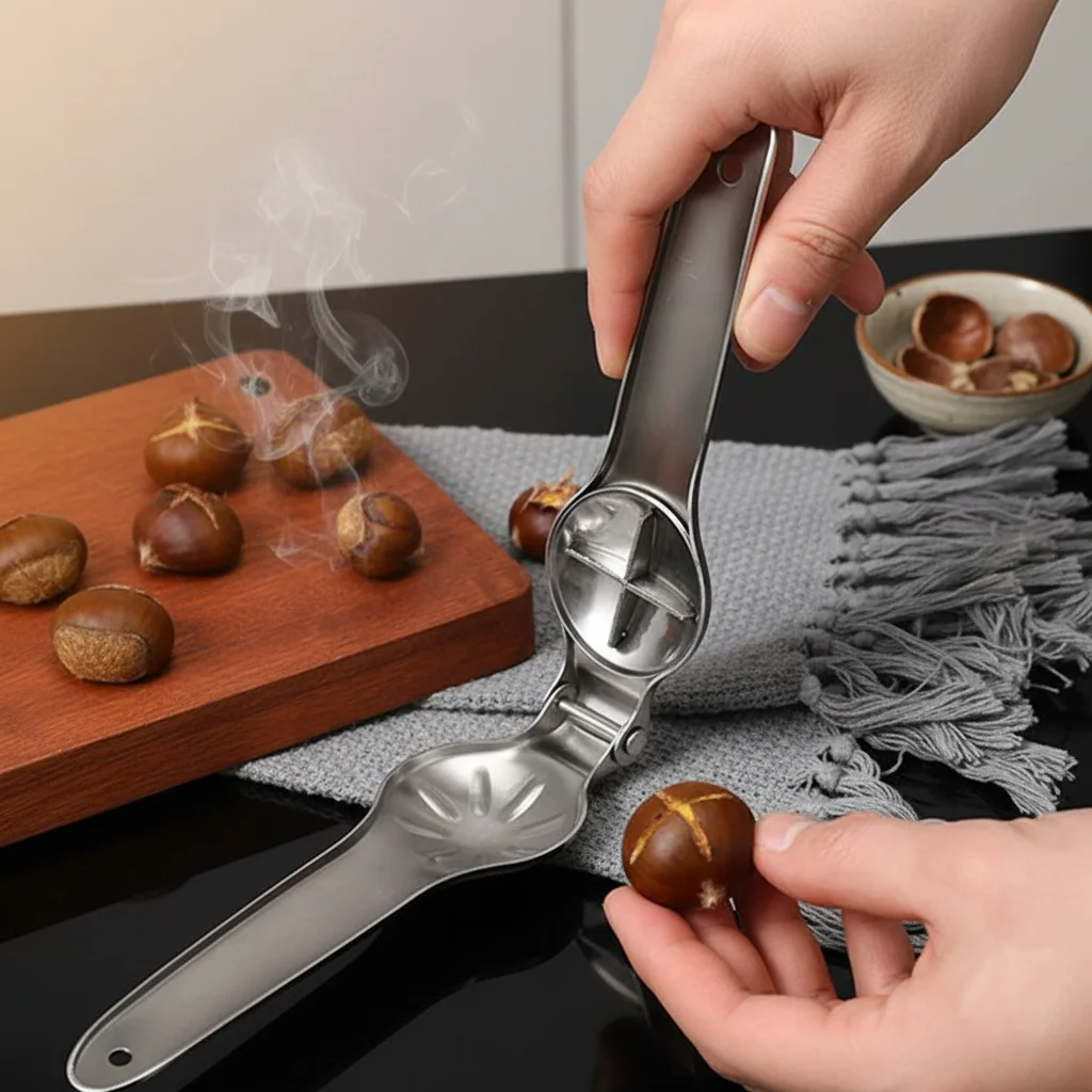

2 In 1 Steel Quick Chestnut Opener Quick Clip Duty Walnut Cracker Opener Walnut Pliers Clips Nut Shelling Tools Household Gadget