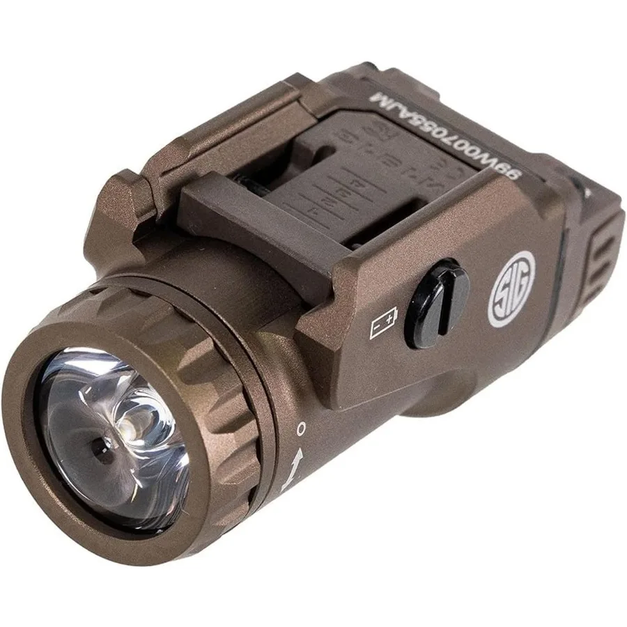 

Foxtrot1X 450 Lumens Compact Durable Tactical RailMounted Handgun Flashlight with Ambidextrous PushButton Side Switches FDE for