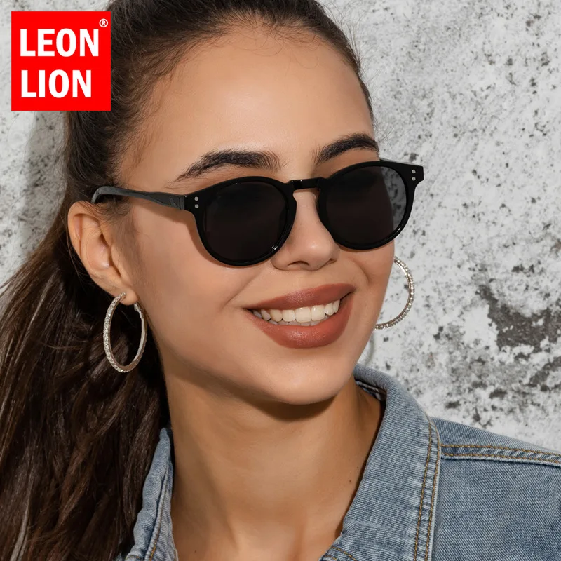 LeonLion Vintage Round Sunglasses Women 2023 Brand Designer Eyewear For Women/Men Oval Glasses Women Lentes De Sol Hombre UV400