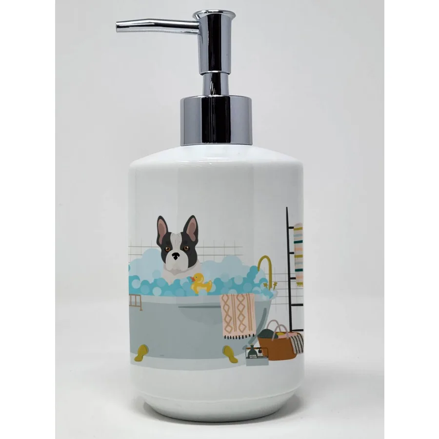 

Black and White French Bulldog Ceramic Soap Dispenser Hand Soap Dispenser Pump Bottles for Bathroom Kitchen Empty Refillable Li