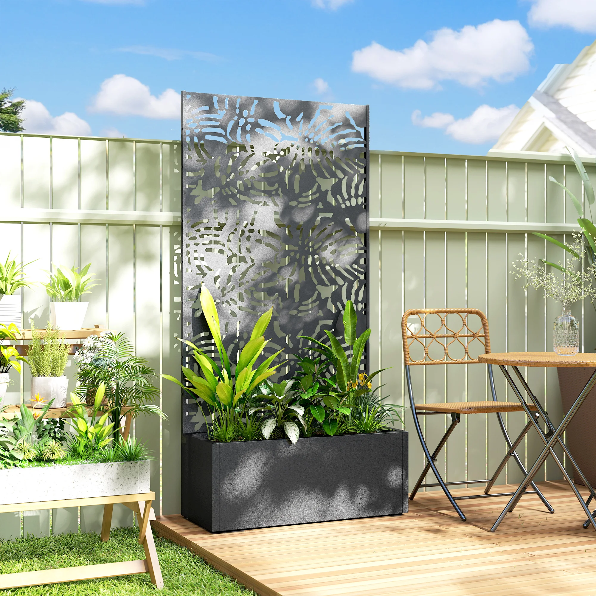 Metal Planter Box with Trellis, 71