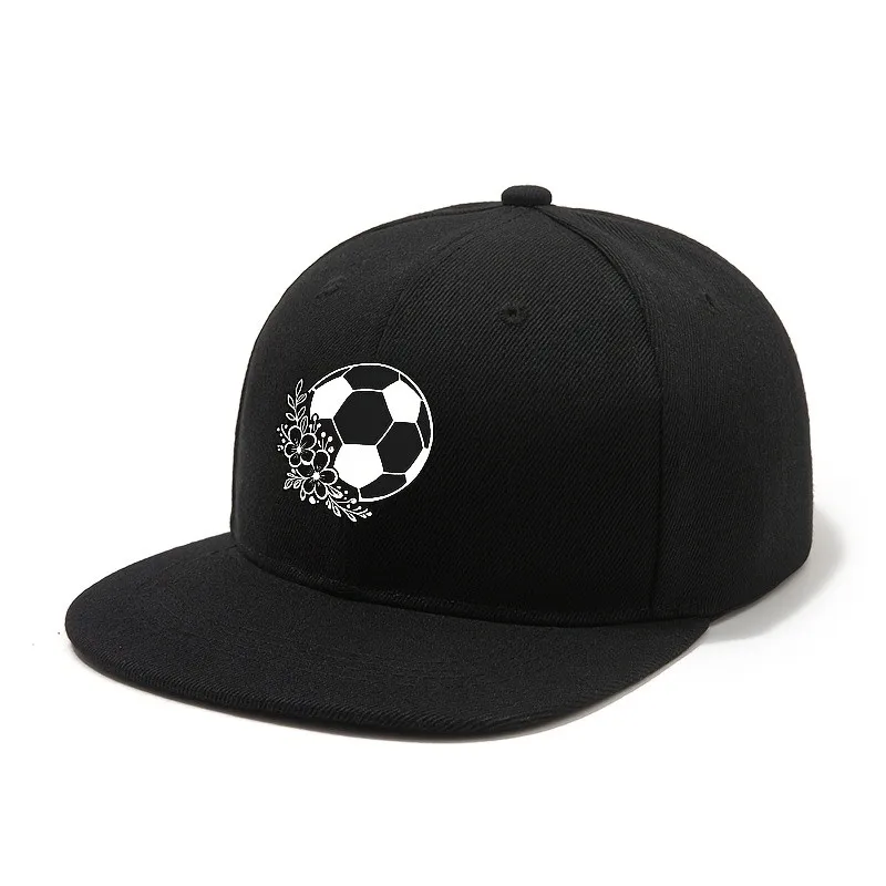 Flat-brim Hat Featuring Floral, Soccer, and Hip-hop Prints Lightweight Outdoor Baseball Cap