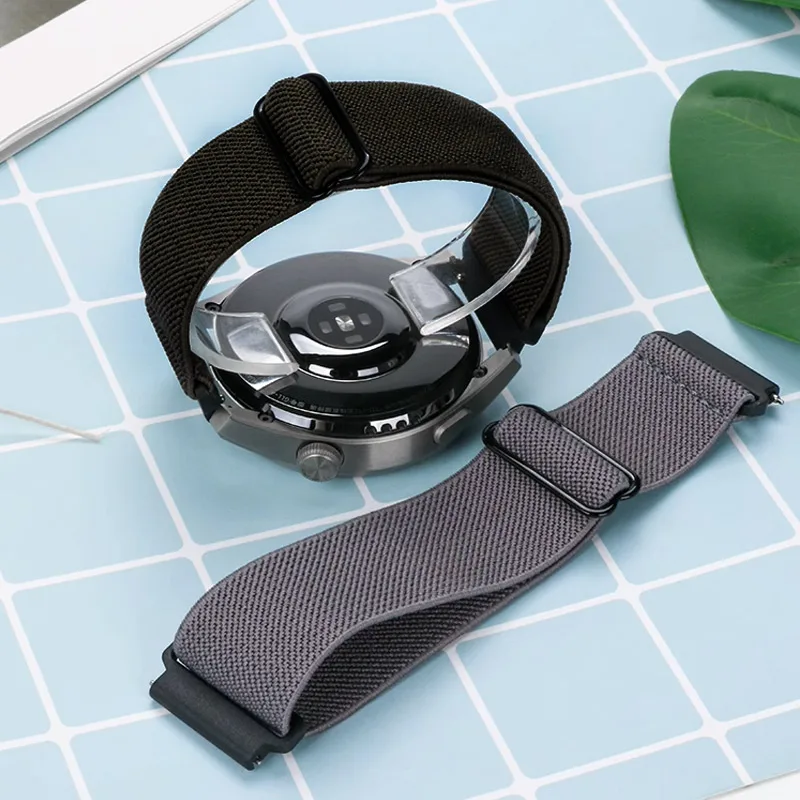 삼성 갤럭시 워치 4 5 6 7 40/44mm 프로 클래식 42/46mm 밴드 화웨이 Gt2/3 아마핏 Gts2/4 용 20mm 22mm 탄성 나일론 루프 스트랩