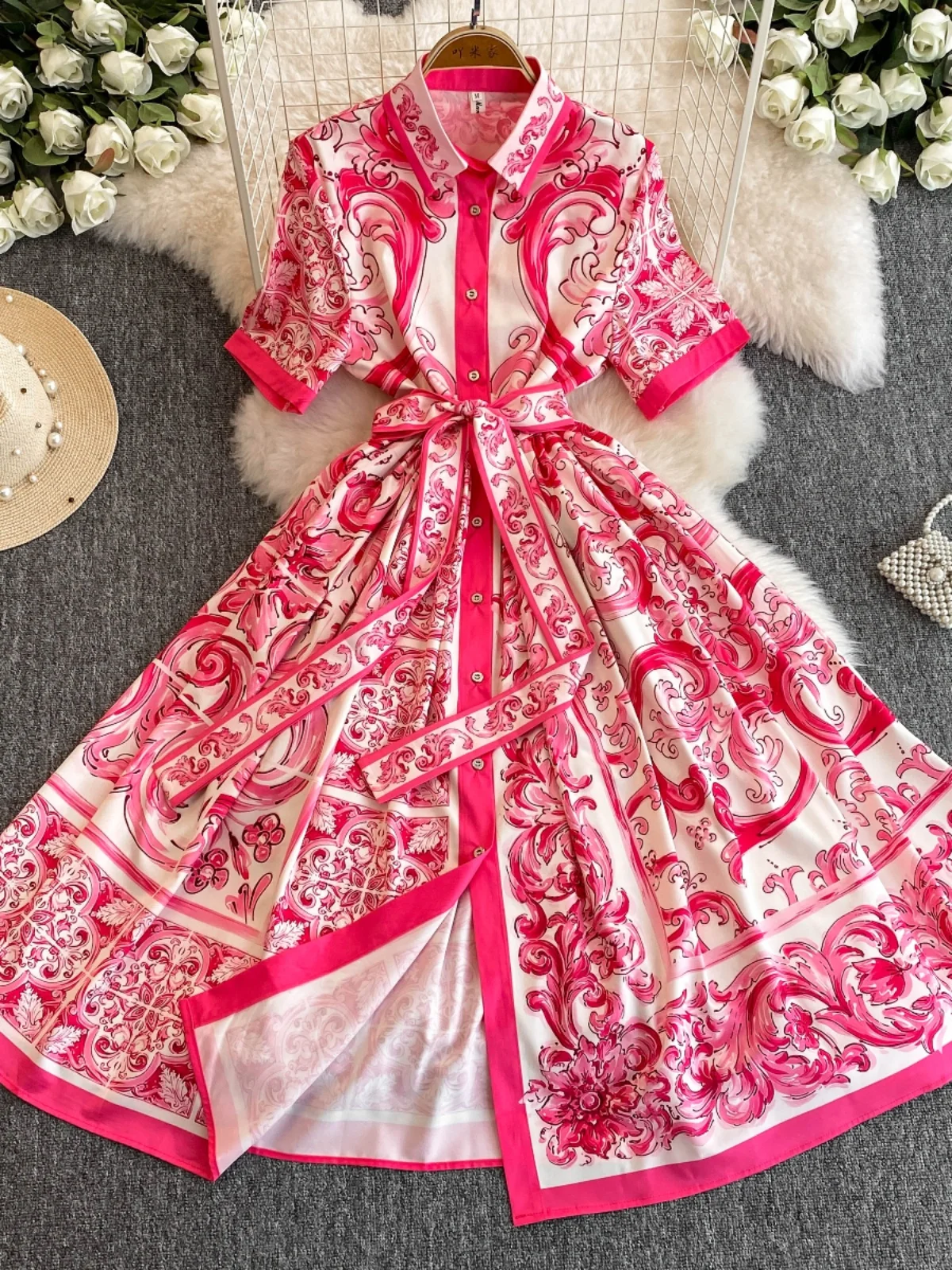 Abito lungo a trapezio sottile stampato Rero da donna elegante alla moda Party Club Y2k Boho