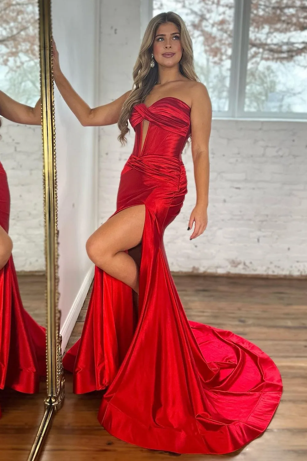 Mermaid Satin Prom Dresses Long Sweetheart Vestidos De Gala Mujer Evening Dress for Women 2024 Side Slit Formal Occasion Dresses