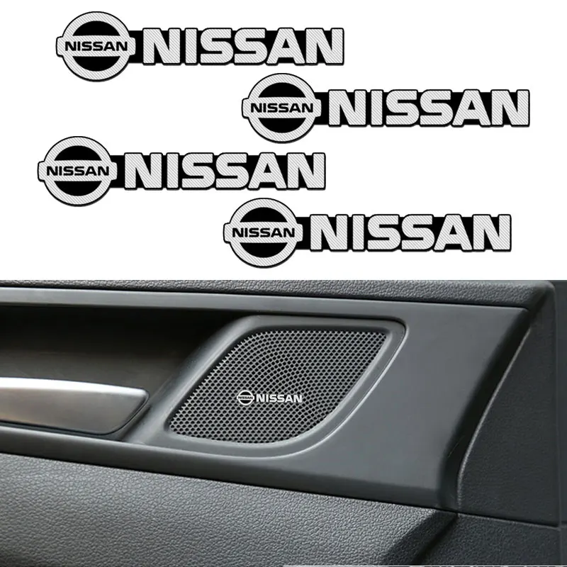 4pcs สําหรับ Nissan X-Trail Qashqai หมายเหตุ Juke Sentra Patrol NAVARA รถลําโพงเสียงลําโพงป้ายสเตอริโอสติกเกอร์ stying