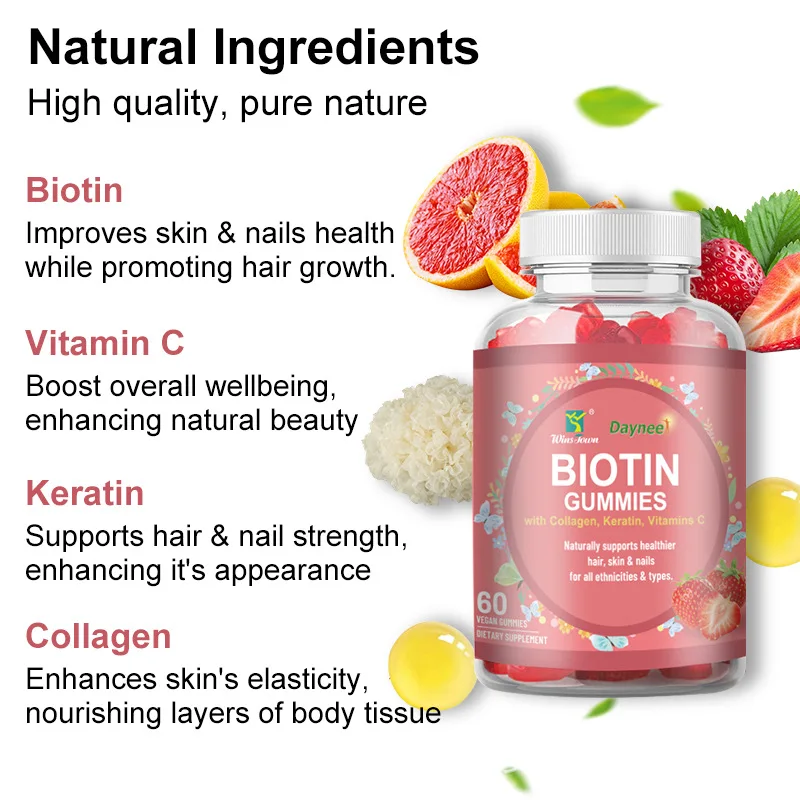 

60 capsules of biotin soft candy supplements vitamins and collagen to improve hair health and promote metabolism