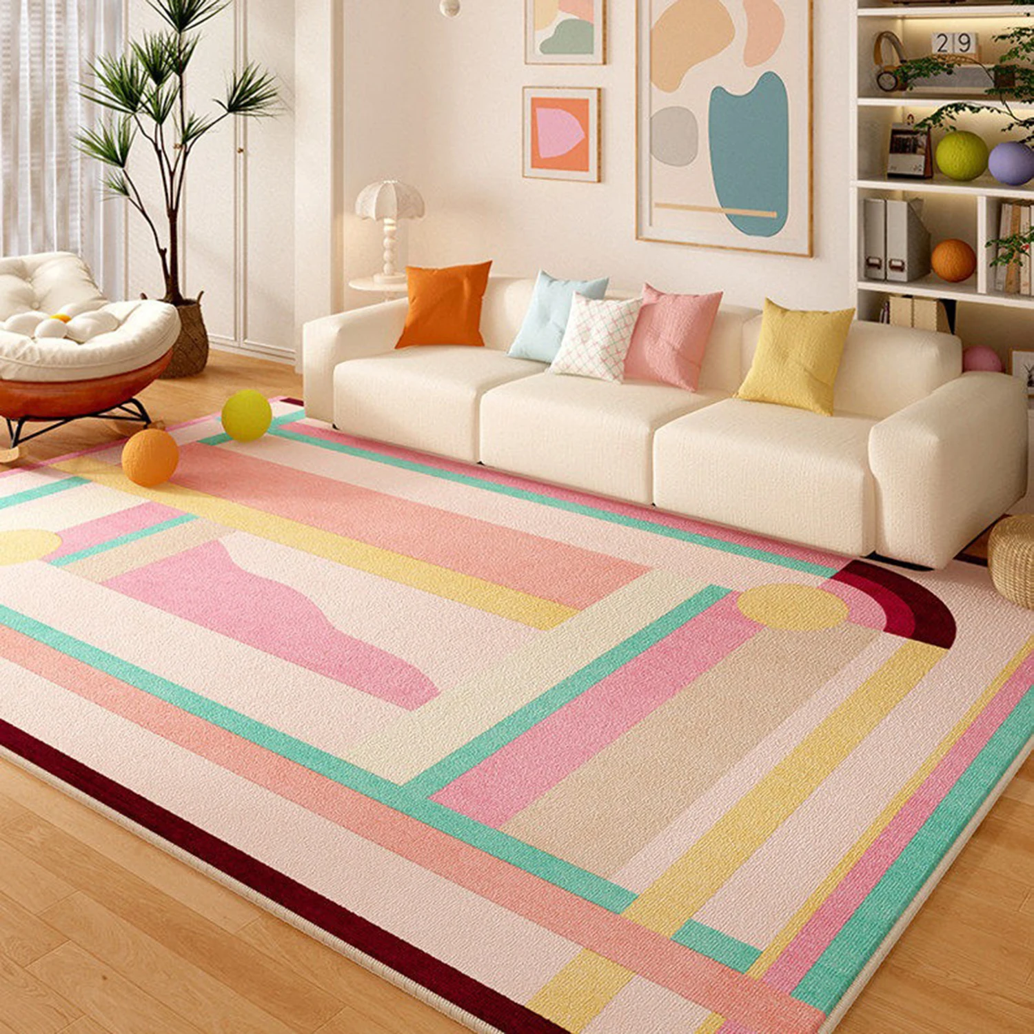 Colorful Large Area Rugs for Living Room Soft Short Plush Bedroom Bedside Floor Mat Children's Room Rugs Alfombra Salón Grande