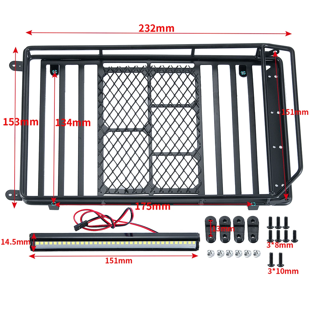 RCGOFOLLOW Steel Luggage Tray Roof Rack Upgrade Accessory Parts for Tamiya CC01/CR01/D90/SCX10 1/10 RC Crawler Climbing Car