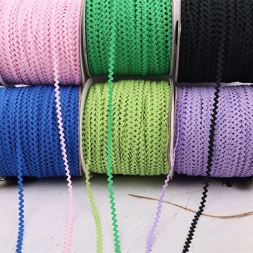 

3mm 200meter/roll Colorful Curve Wavy Lace Trim S Shaped Lace Ribbon Costume Hat Curtain Decorations DIY Sew Lace