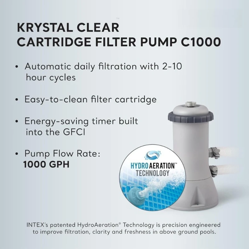 Above Ground Swimming Pool Set 14ft x 42in with 1000GPH Cartridge Filter Pump SuperTough Puncture Resistant Rust Resistant