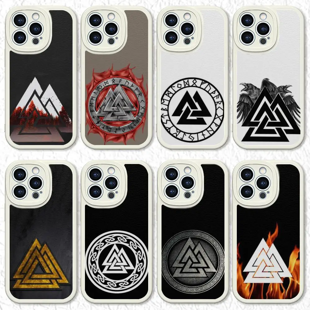 1-PC V-Valknuts Symbol MAISTO Phone Case Lambskin Case For Iphone 16 15 14 13 11 12 Pro Max Xr X Xs 8 7 Plus