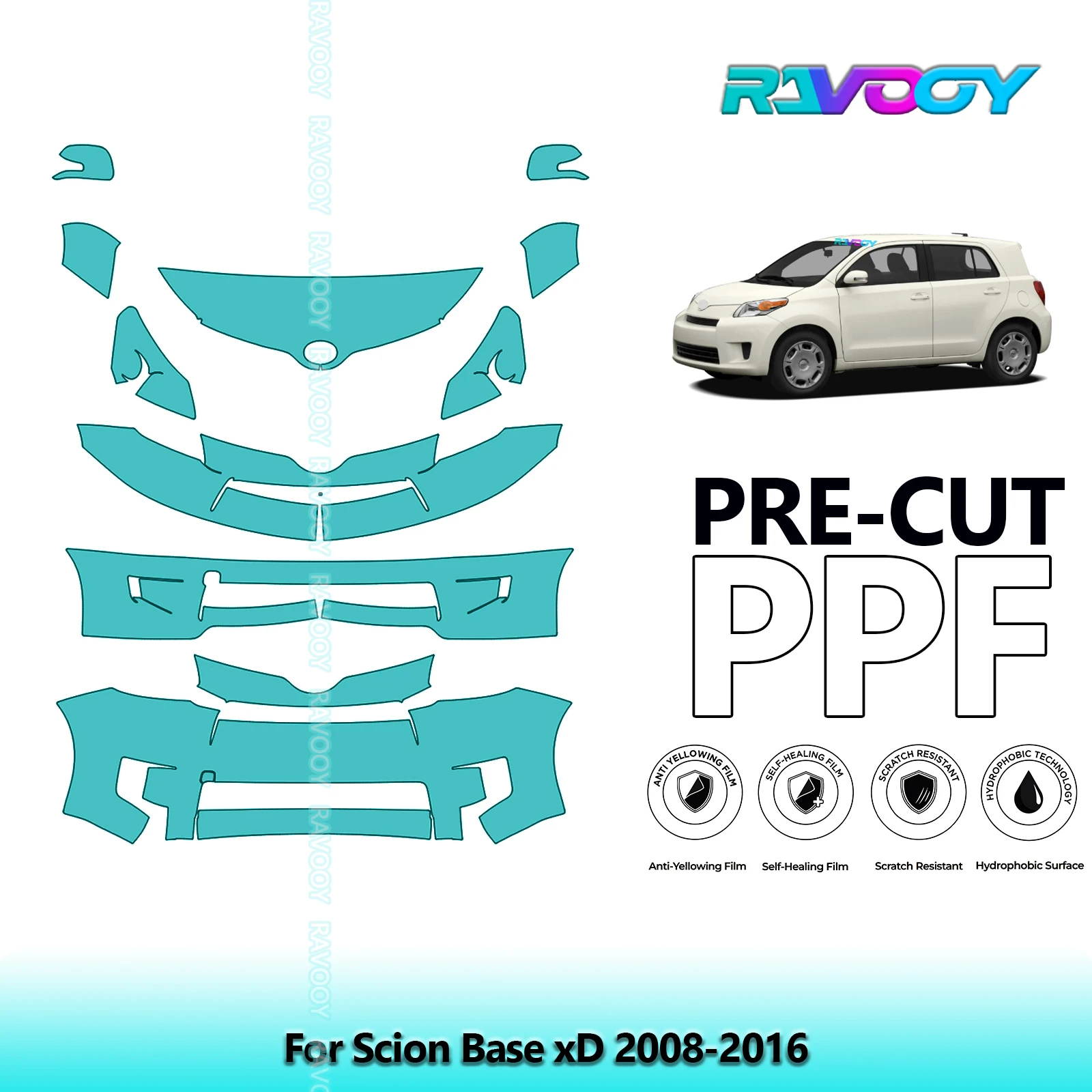 

Car Front Kit Clear Bra Precut PPF Paint Protection Film For Scion Base xD 2008-2016
