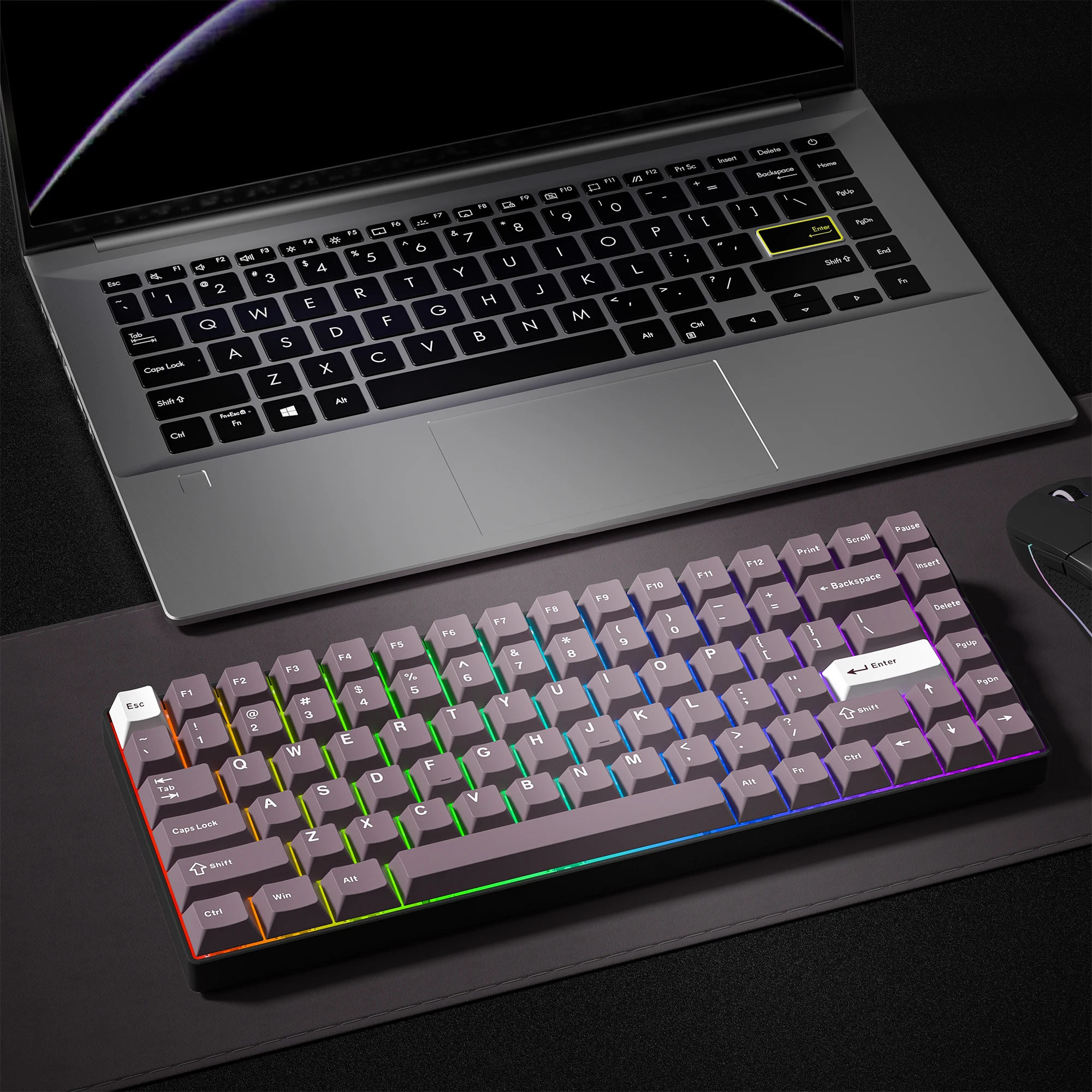 

120-клавишные колпачки для клавиш Foggy Purple PBT Double Shot, колпачки для клавиш с вишневым профилем для переключателей Gateron Cherry MX, механическая клавиатура