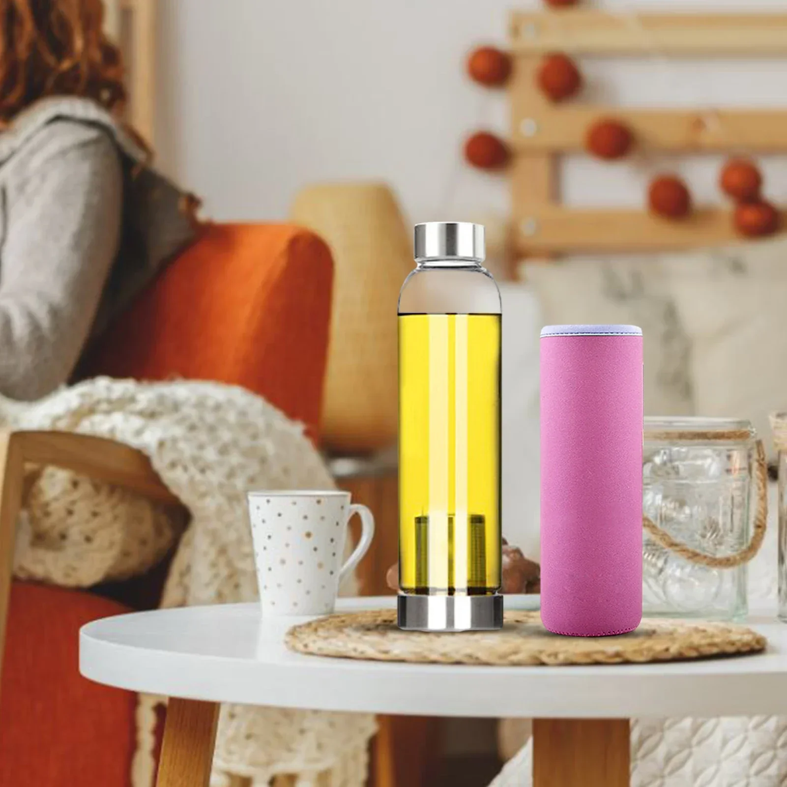 Glass Sport Water Bottle Tea Infuser Tumbler Drinkware Travel Container Outdoor Household Tea Cup Portable Beverage Vessel