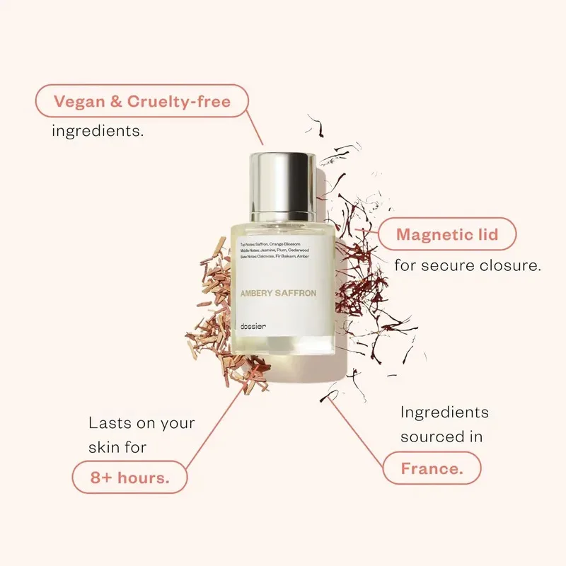 Dossier Ambery Saffron 1.7 Oz (50ml) Eau de Parfum Spray عطر عطر للجنسين رذاذ عطر جديد في الصندوق