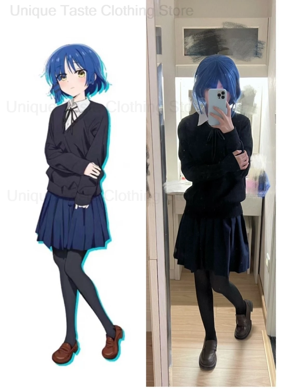 أنيمي بوتشي ذا روك البلوفرات يامادا ريو سترة برقبة على شكل v قمصان تنورة مجموعة موضة الكرتون تأثيري النمط الياباني ملابس حريمي #5