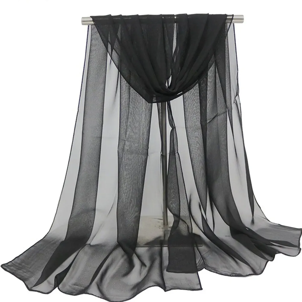 1pc Solid Color Georgette Scarf Solid Color Dancing Scarf Sunscreen Scarf Sun Block Cape Women Shawl Dual Scarf