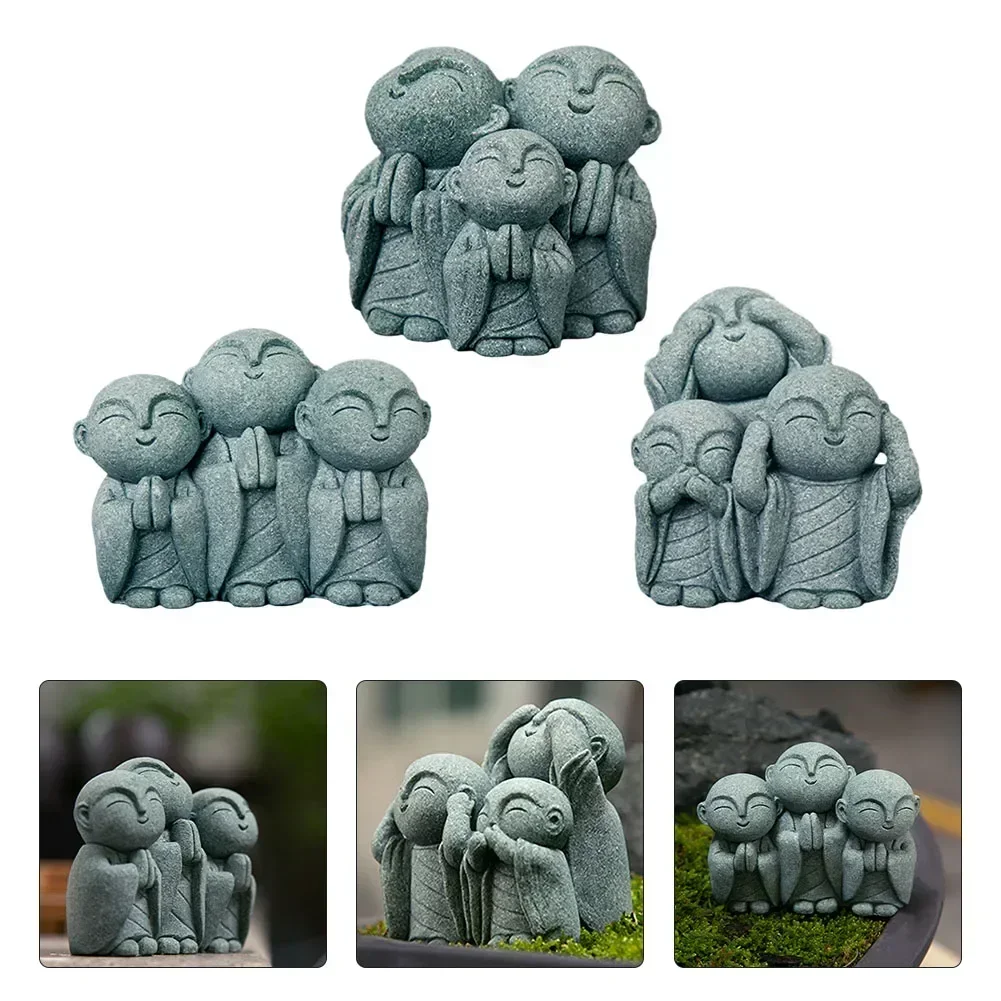 Garden Ornament Buddha Statue Buddhism Figurines Miniature Monk Statue Multipurpose 1 Set China Zen Spiritual