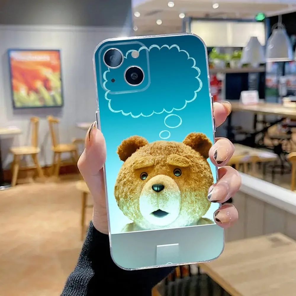 Cute T-Teds Bear Phone Case For iPhone 15,14,13,12,11 Plus,Pro,Max,XR,XS,X,7,8 Plus,SE,Mini Transparent Silicone Soft