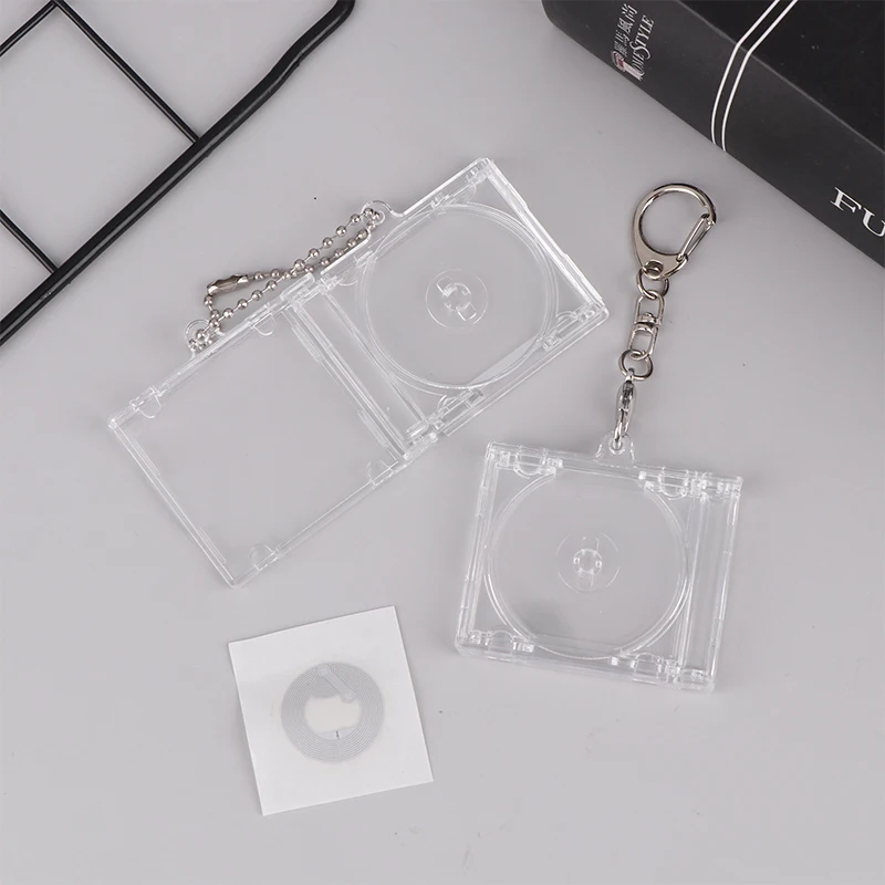 Peripheral Commemorative Blank Album Mini CD Case Keychain CD Player Shaped Key Pendant For DIY Backpack Hanging Decoration 1PC