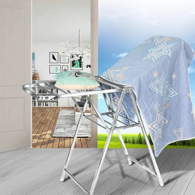 

Widened Stainless Steel Floor Drying Rack, Foldable for Salon Towels & Indoor Quilts, Heavy-Duty Space Saving Laundry Rack