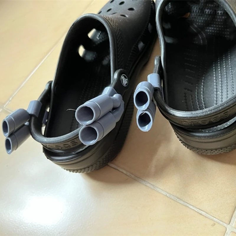 1pair Twin muffler exhaust For Crocs Noticeable Shoe Charm Accessories Christmas Gift For Friends