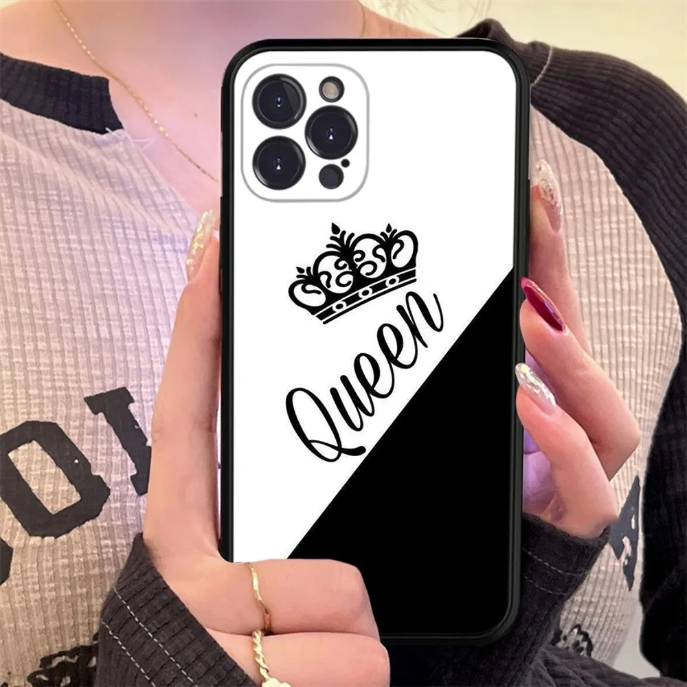 King Queen Princess Phone Case Silicone Soft for iphone 15 14 13 12 11 Pro Mini XS MAX 8 7 6 Plus X XS XR Cover