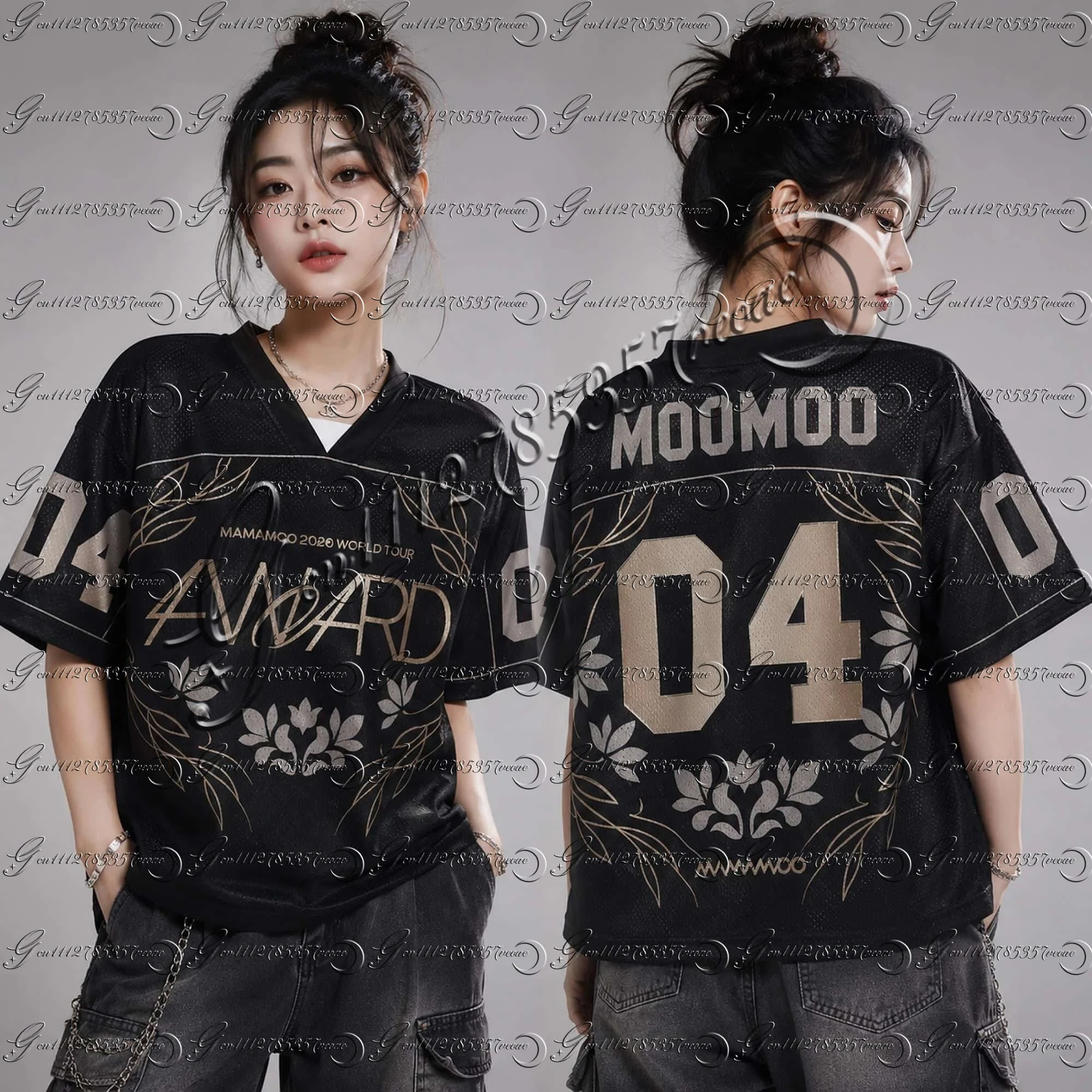 MEN Short Sleeve T-Shirt 26 Men Women Grace Mamamoo 4ward World Tour Mixed Mesh Jersey Gift for Fans Hwasa FamilyMatching