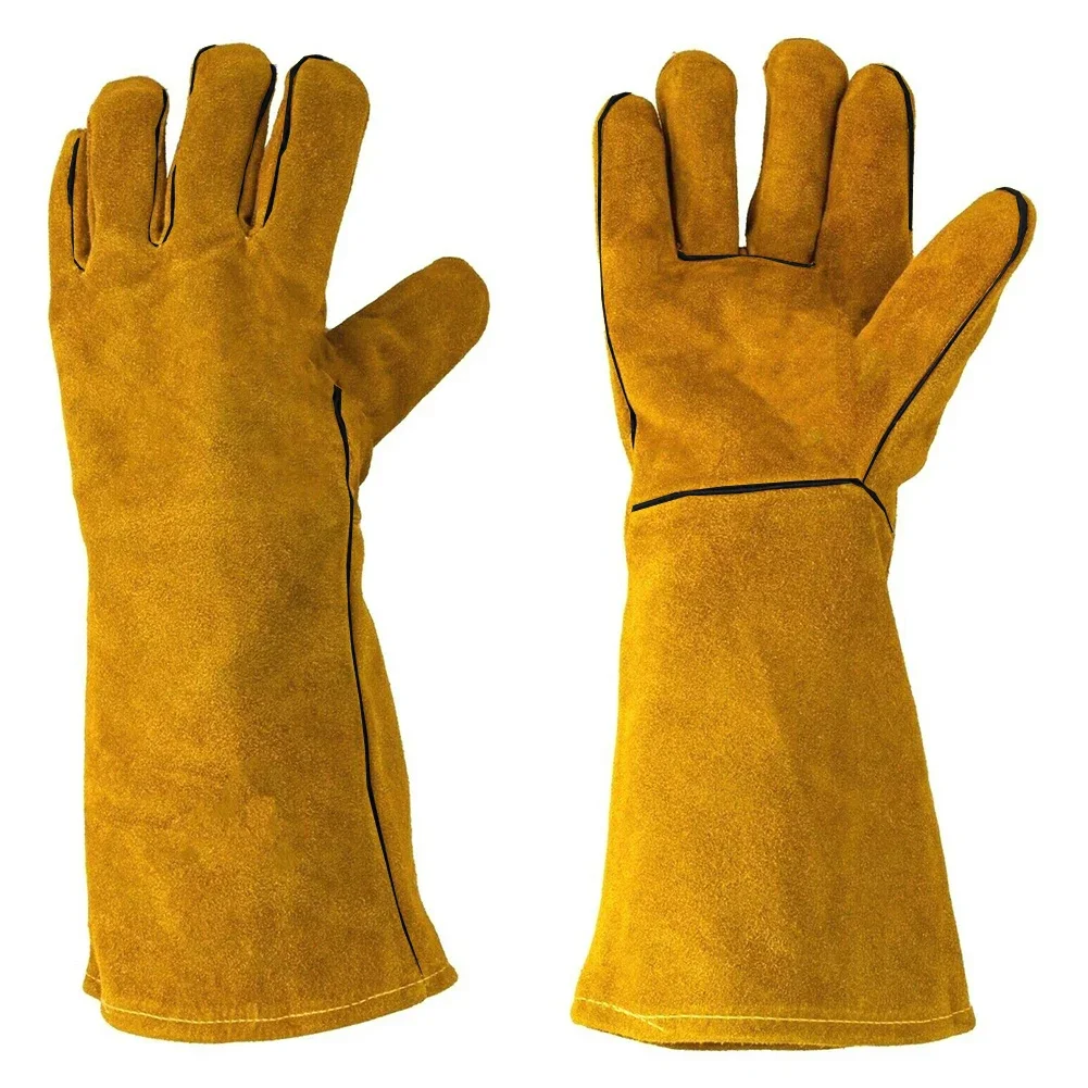 Flame-retardant Welding Work Gloves Heat-proof Metal Welding Protector Yellow Gloves Soldering Welding Gloves Tools
