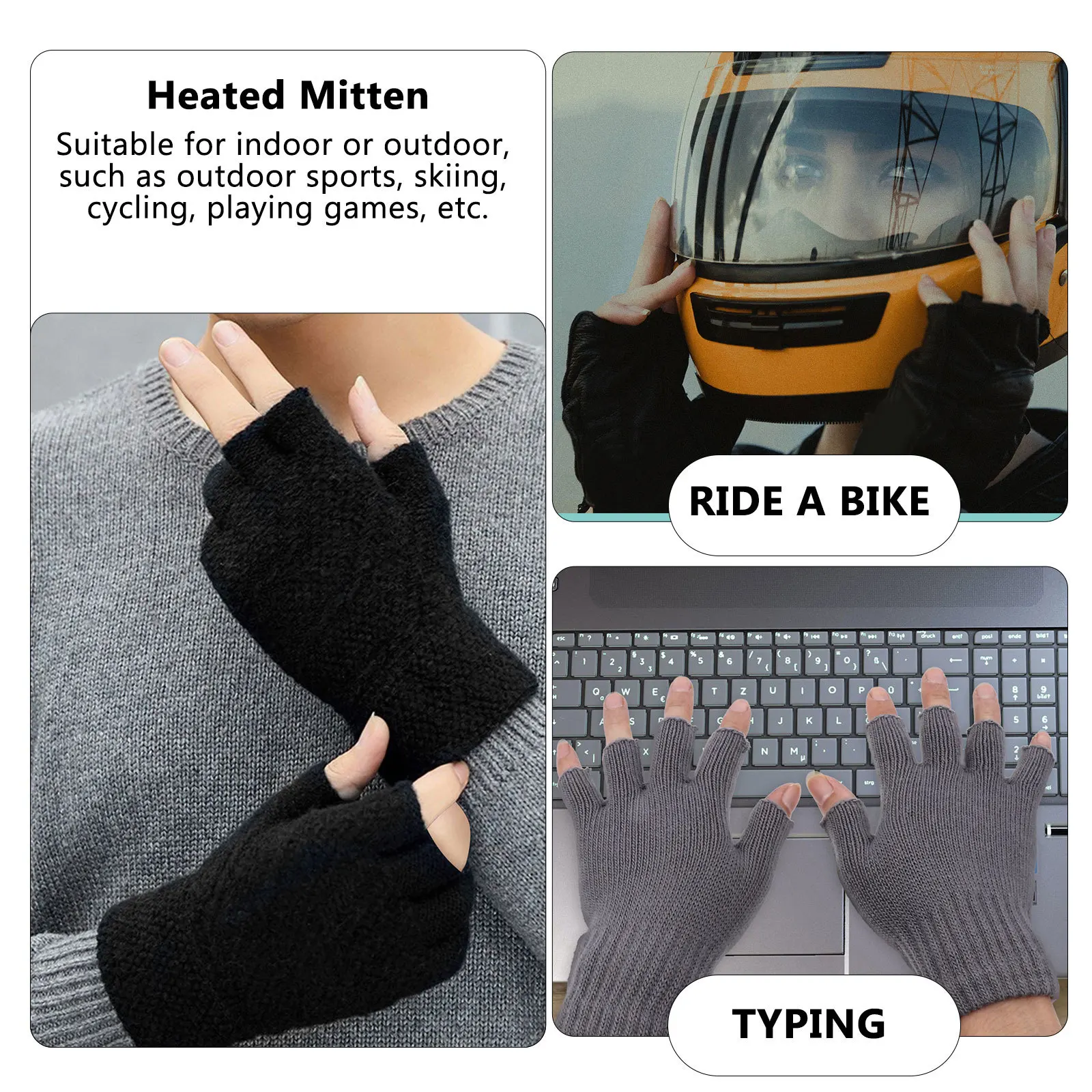 

Usb Heated Gloves 5V Electric Heating Winter Warm Half Finger Thermal Gloves For Laptop Outdoor Indoor Use
