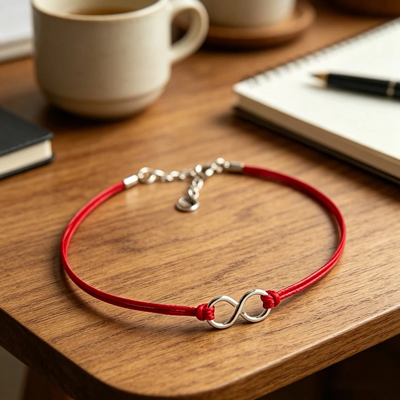 La Monada 925 Sterling Silver Infinity Red String Bracelet for Women Dainty Red Thread Rope Bracelet Minimalist 925 Silver Gift