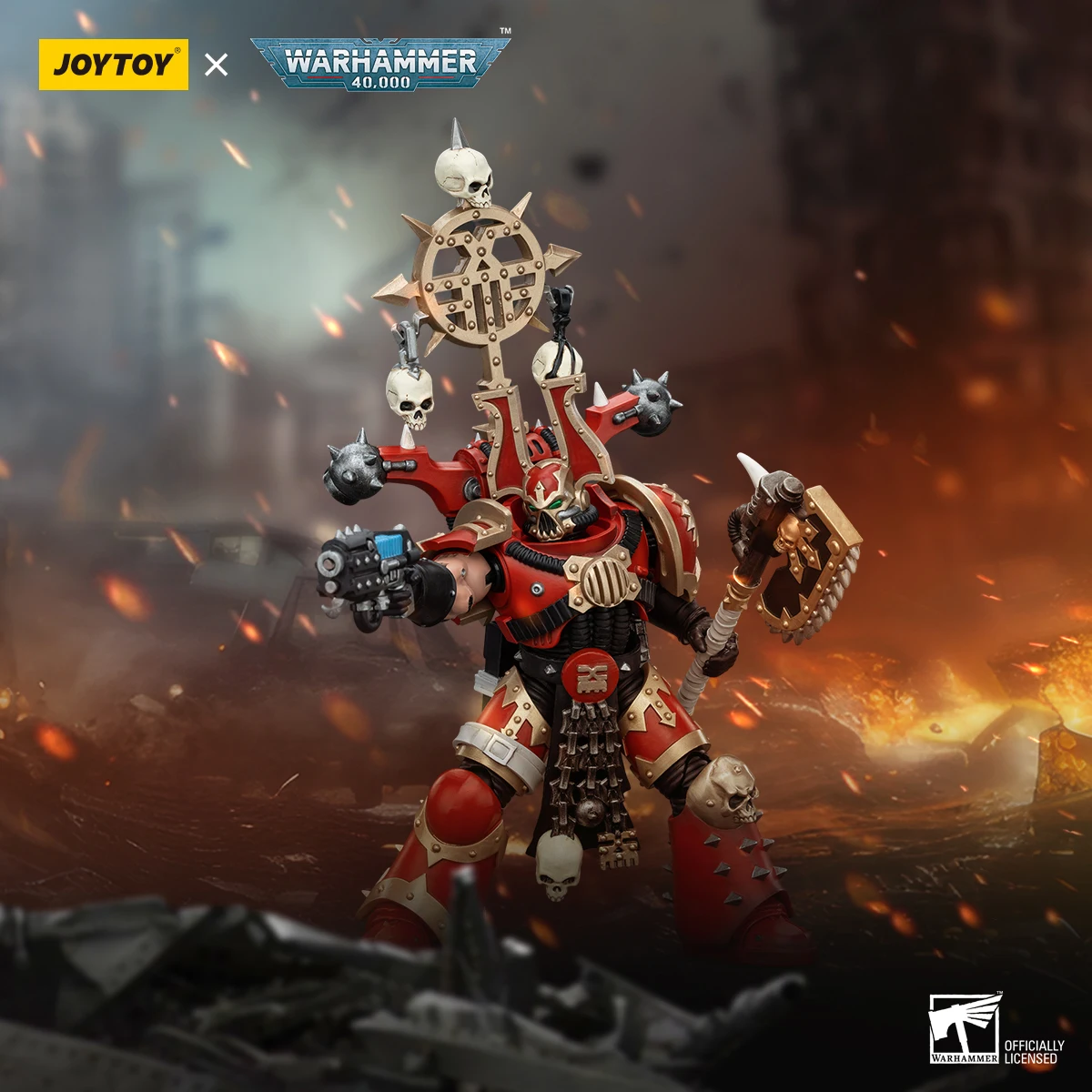JOYTOY Warhammer 40K 1/18 figurka World Eaters Khorne Berzerker z Berzerker lcon figurki Anime zabawki Model