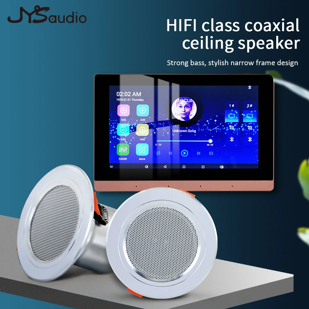 Smart Home Theater Sound Amplifier WiFi Bluetooth In-wall Android Music Panel Stereo Mini Ceiling Speaker Set Hotel Residential